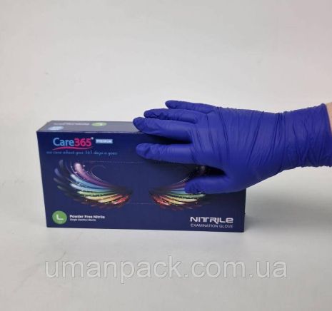Перчатки Нитрил Кобальтовый(100шт) L "CARE 365" (1 пачка)