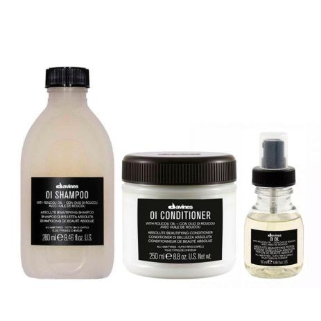 Набор Davines OI TRIO шампунь+кондиционер+масло для абсoлютной красоты и смягчения волос, 280/250/50 мл