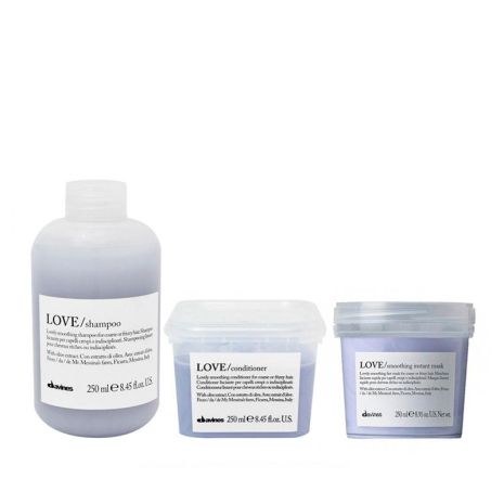 Набір Davines Love Lovely Smoothing шампунь, кондиціонер та маска для розгладження волосся, 3х250 мл