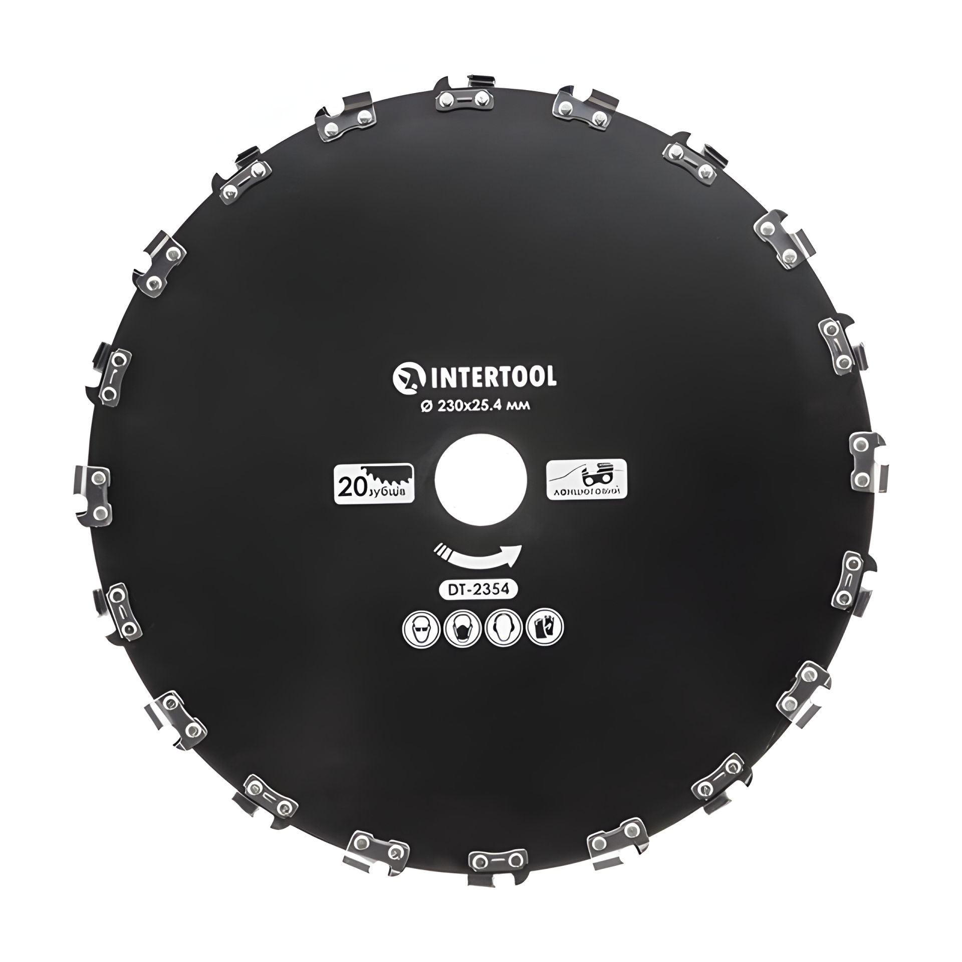 Нож для мотокосы/триммера ø230x25.4 мм 20T, цепной INTERTOOL DT-2354 Нож для мотокосы/триммера ø230x25.4 мм 20T, цепной INTERTOOL DT-2354