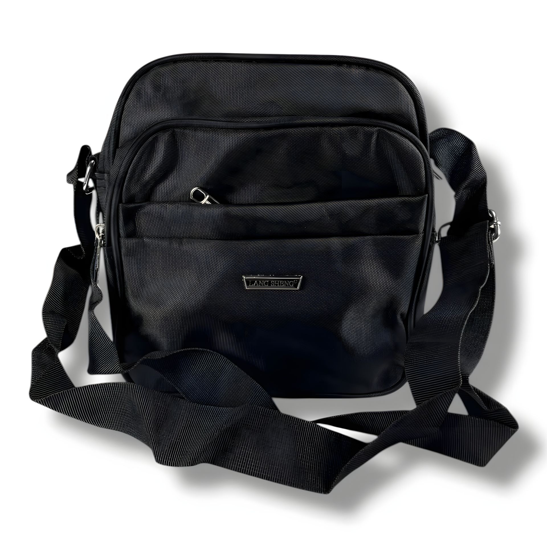 Чоловіча сумка через плече, чорна та компактна Чоловіча сумка через плече, чорна та компактна