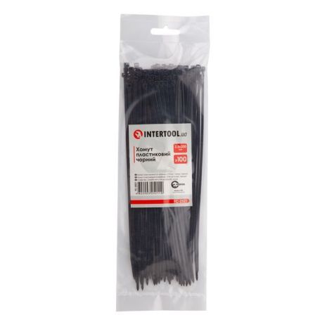 Хомут пластиковый 2,5x200мм, (100 шт/упак), черный INTERTOOL TC-2521
