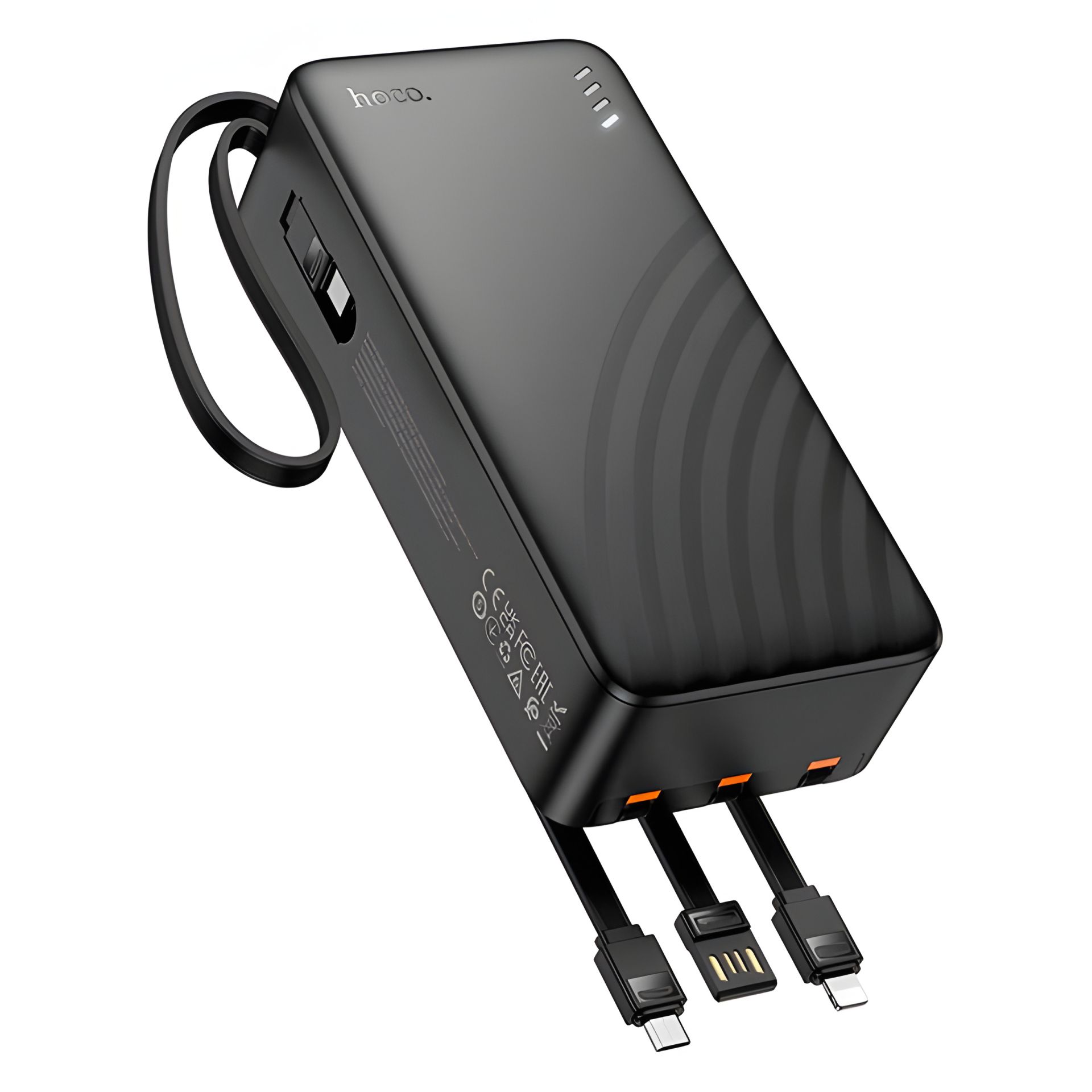 Повербанк HOCO J146B 30000mAh Night tide power bank with 4 cables, 1USB, 1Type-C, 2A, black Повербанк HOCO J146B 30000mAh Night tide power bank with 4 cables, 1USB, 1Type-C, 2A, black