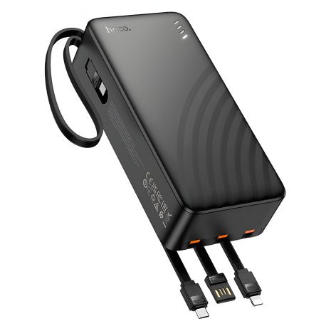 Повербанк HOCO J146B 30000mAh Night tide power bank with 4 cables, 1USB, 1Type-C, 2A, black