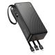Повербанк HOCO J146B 30000mAh Night tide power bank with 4 cables, 1USB, 1Type-C, 2A, black
