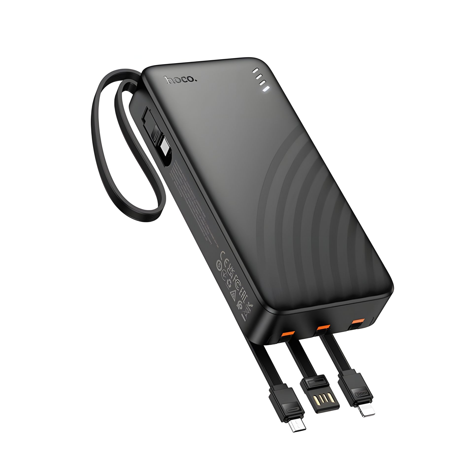 Повербанк HOCO J146A 20000mAh Night tide power bank with 4 cables, 1USB, 1Type-C, 2A, black Повербанк HOCO J146A 20000mAh Night tide power bank with 4 cables, 1USB, 1Type-C, 2A, black