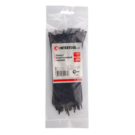 Хомут пластиковий 2,5 x150мм, (100 шт / упак), чорний INTERTOOL TC-2516