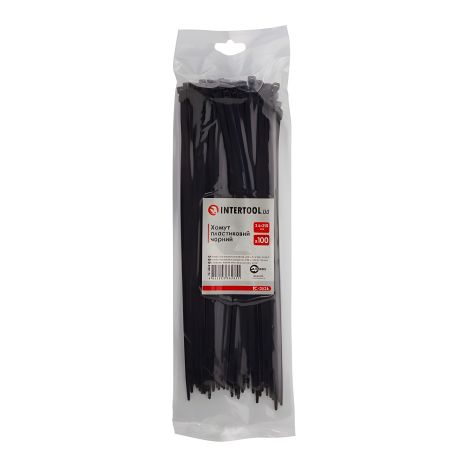 Пластиковый хомут 3,6×250 мм, 100 шт, черный INTERTOOL TC-3626