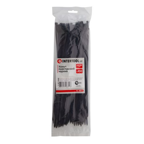 Пластикові хомути, 4,8×300 мм, 100 шт/упак, чорні INTERTOOL TC-4831