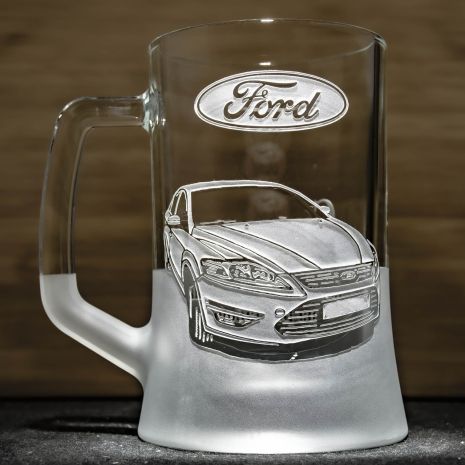 Пивной бокал с гравировкой фото автомобиля Ford Mondeo III Форд Мондео - подарок для водителя