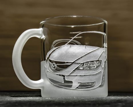 Чашка для чая и кофе с гравировкой фото автомобиля Mazda 3 Мазда - подарок водителю