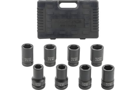 Набір глибоких ударних головок 8 ін. 1" (6-гран) (22,24,27,30,32,36,38,41) в кейсі ROCKFORCE RF-8081-5MPB