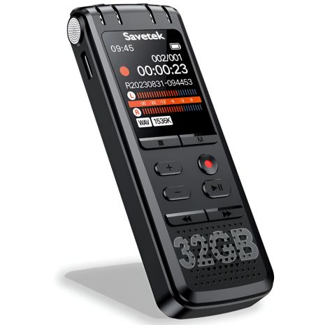 Професійний цифровий стерео диктофон Savetek GS-R58 з шумозаглушенням та голосовою активацією, 32 GB