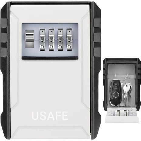 Антивандальний зовнішній міні сейф для ключів uSafe KS-09+, з кодовим замком, настінний, збільшена версія, Сірий