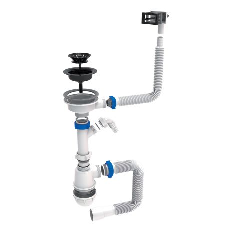 Сифон для раковины с квадратным переливом 3 1/2 "Черного выпуска тау 9842822