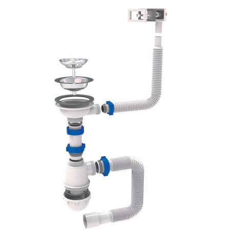 Сифон для мийки 3 1/2" з квадратним переливом Tau 9842531