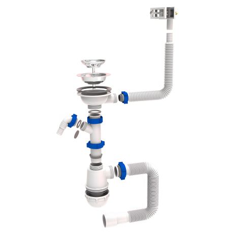 Сифон для мойки 3 1/2" с квадратным переливом тау 9842521