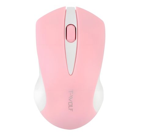 Бездротова миша TWolf Q2, 2.4G, 1000DPI, 1xAA, Рожевий