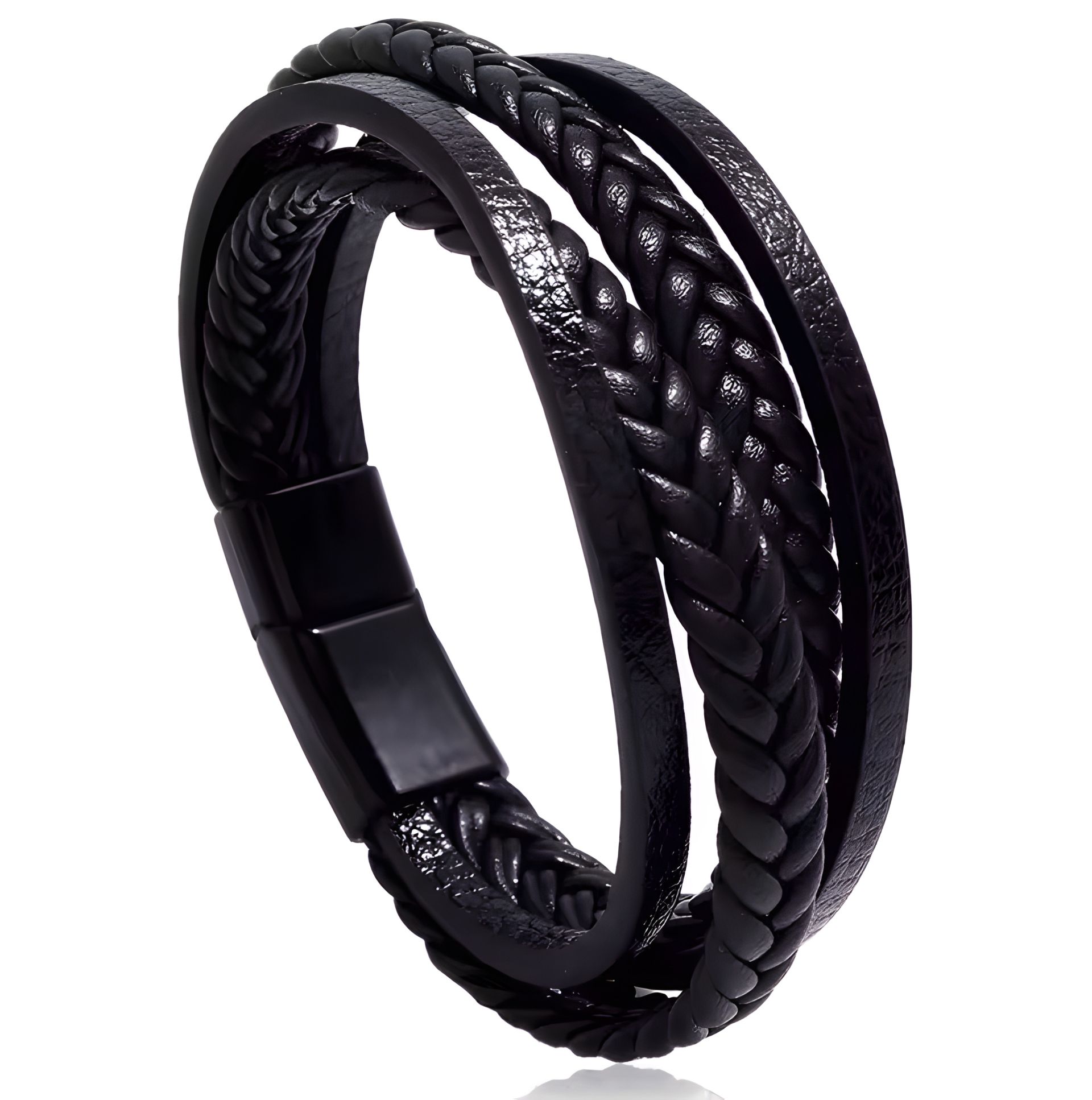 Браслет-плівка шкіряний на застібці чоловічий жіночий плетіння 1 шкіра чорний Браслет-плівка шкіряний на застібці чоловічий жіночий плетіння 1 шкіра чорний