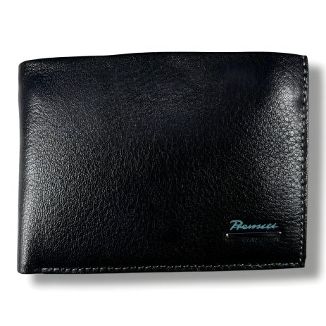 Чоловічий шкіряний гаманець із затискачем, чорний