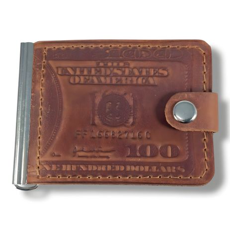 Светло-коричневый кошелек-зажим BagWay из экокожи с тиснением Светло-коричневый кошелек-зажим BagWay из экокожи с тиснением