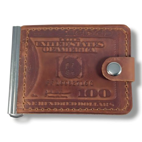 Гаманець-затискач для купюр BagWay, екошкіра, світло-коричневий