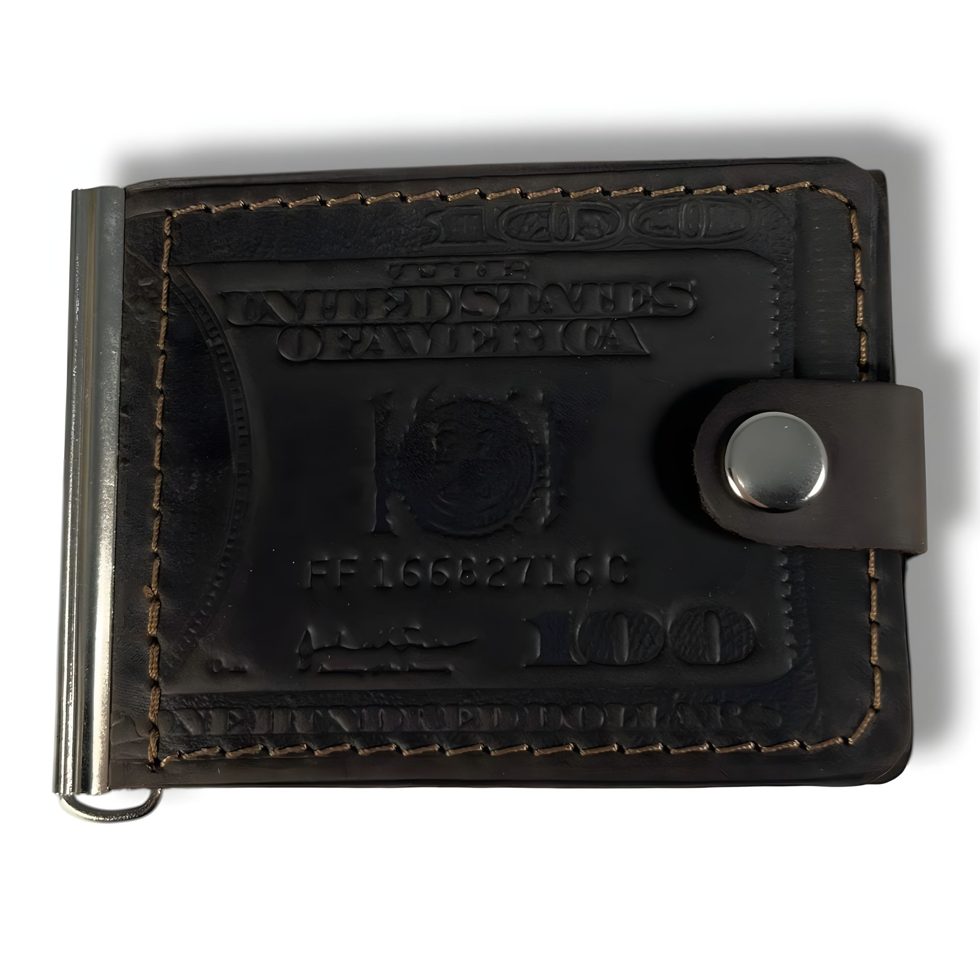 Гаманець затискач для купюр BagWay, екошкіра, темно-коричневий з тисненням Гаманець затискач для купюр BagWay, екошкіра, темно-коричневий з тисненням