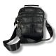 Шкіряна сумка через плече з одним відділенням і трьома фронтальними кишенями, чорна