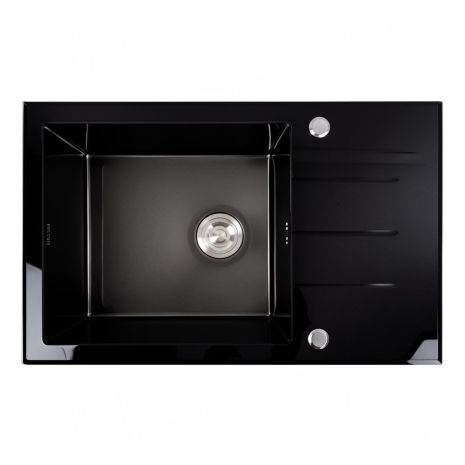 Кухонна мийка скляна CM 78*50 PVD VALESO Handmade чорна