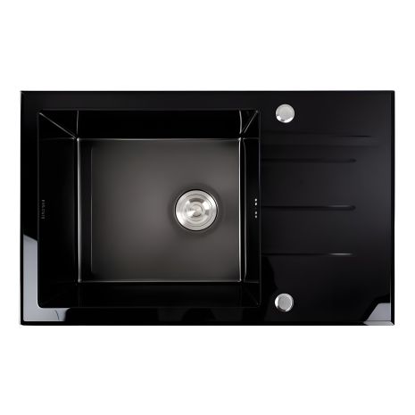 Кухонна мийка скляна CM 78*50 PVD VALESO Handmade чорна