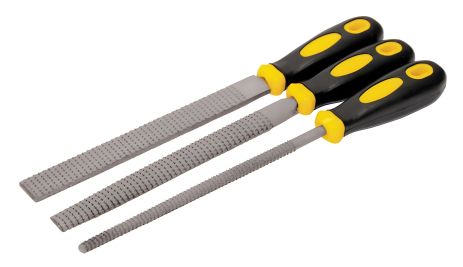 Набор рашпилей по дереву 200 мм, 3 шт: плоский/круглый/полукруглый MASTERTOOL 06-0330