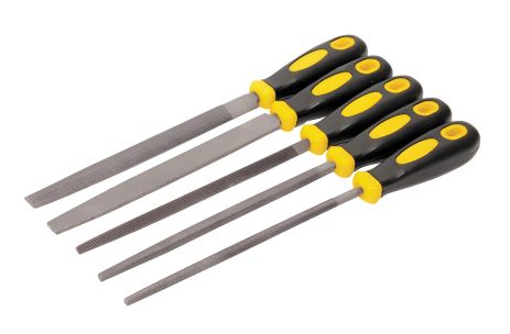 Набор напильников по металлу 200 мм 5 шт (плоский/круглый/трехгранный/полукруглый/квадратный) MASTERTOOL 06-0250