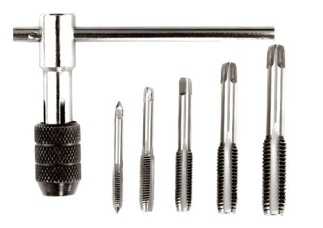 Мітчики для нарізування різьблення з Т-подібним тримачем набір 6 шт MASTERTOOL 15-1406 (M4/M5/M6/M8/M10)