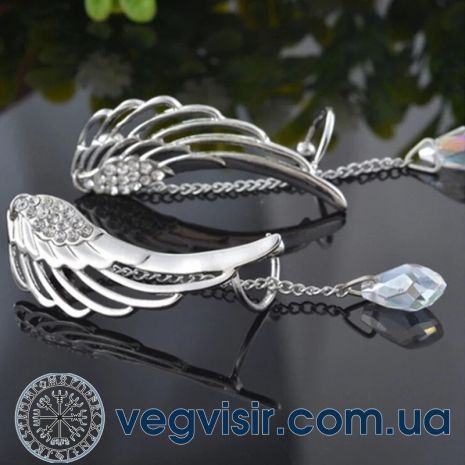 Серьги каффы клипс на два уха Крылья ангела кристаллы серьга Earcuff Клип каф серьги