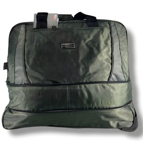Зеленая дорожная сумка на колесах, вместительная и стильная, 90 литров