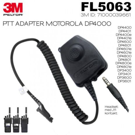 Кнопка PTT PELTOR FL5063 для радіостанцій Motorola DP (J11 PELTOR wired)