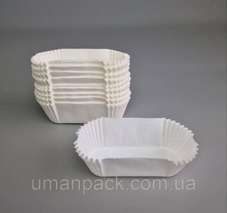 Тартолетка для чизкейка П8 Прямоугольная белая (35х80х30) (100шт) (1 уп.)