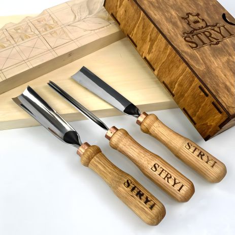 Набор художественных стамесок для резьбы по дереву STRYI Start, 3 шт для начинающих