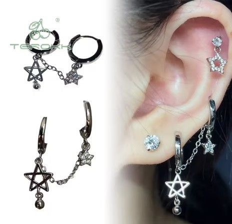 Шикарний кафф на вухо із зірками зірка Star Earcuff