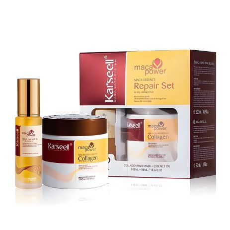 Набор Karseell Maca Essence Repair: маска и масло для поврежденных волос, подарочный, 500/50 мл