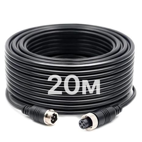 4Pin кабель Podofo Y3008A4, авіаційний роз'єм з фіксуючою гайкою, 20м (для камер заднього виду)