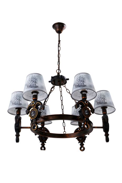 Классическая люстра Sirius YG 18233-6P с 6 плафонами Классическая люстра Sirius YG 18233-6P с 6 плафонами