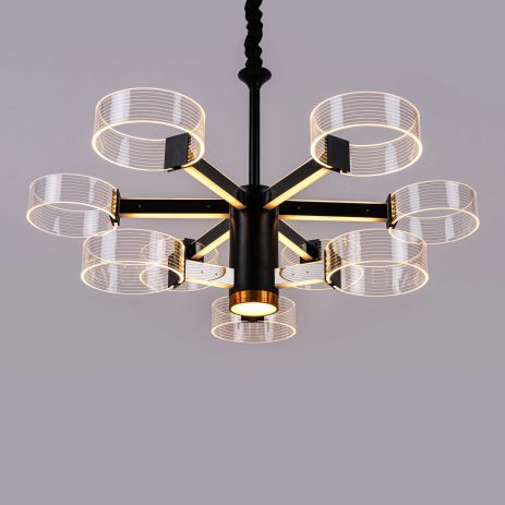 Люстра світлодіодна акрилова Sirius N 3705-6+3 BLACK+GD 98W