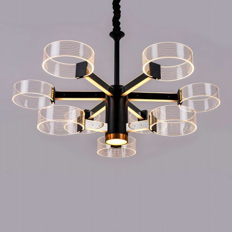 Люстра акрилова світлодіодна Sirius N 3705-6+3 BLACK+GD 98W