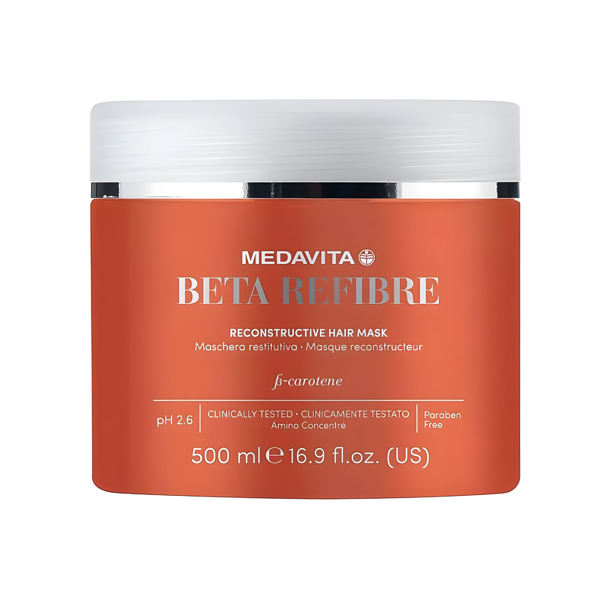 Восстанавливающая маска Medavita Beta Refibre для реконструкции волос, 500 мл Восстанавливающая маска Medavita Beta Refibre для реконструкции волос, 500 мл