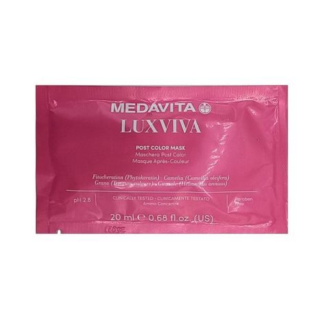 Кондиціонуюча маска Medavita Luxviva Post Color Mask для фарбованого волосся (кислий p.H 2,8), 20 мл (саше) Кондиціонуюча маска Medavita Luxviva Post Color Mask для фарбованого волосся (кислий p.H 2,8), 20 мл (саше)
