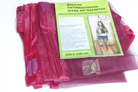 Москітна сітка на двері з магнітами 100*210 см 3863/bordo
