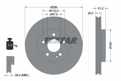 Диск тормозной INFINITI QX30, MERCEDES-BENZ B-CLASS, MERCEDES-BENZ GLA-CLASS, TEXTAR (92241603)
