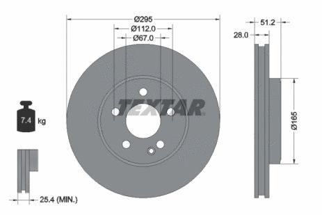 Диск тормозной INFINITI QX30, MERCEDES-BENZ B-CLASS, MERCEDES-BENZ GLA-CLASS, TEXTAR (92241603)