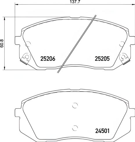 Комплект гальмівних колодок KIA XCEED, HYUNDAI KONA, HYUNDAI TUCSON, BREMBO (P30093) Комплект гальмівних колодок KIA XCEED, HYUNDAI KONA, HYUNDAI TUCSON, BREMBO (P30093)